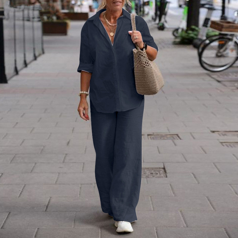 Langärmeliges Hemd und Hose für Damen