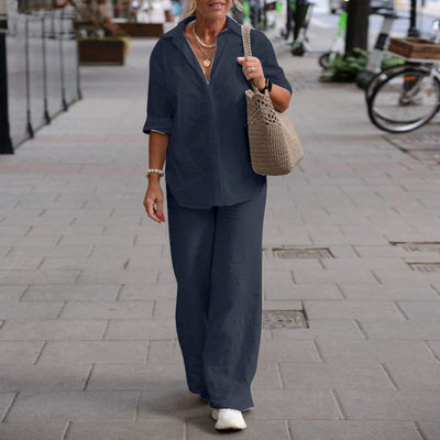 Langärmeliges Hemd und Hose für Damen