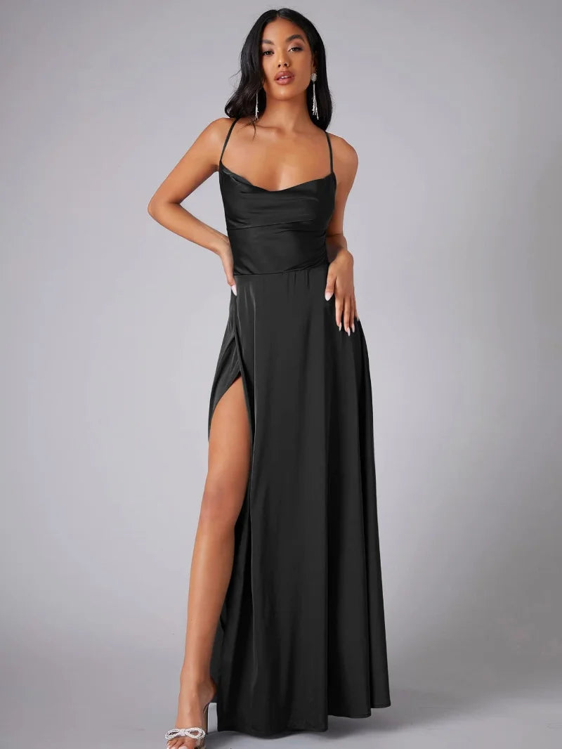 Damen ärmelloses Maxikleid mit Schlitz für den Sommer