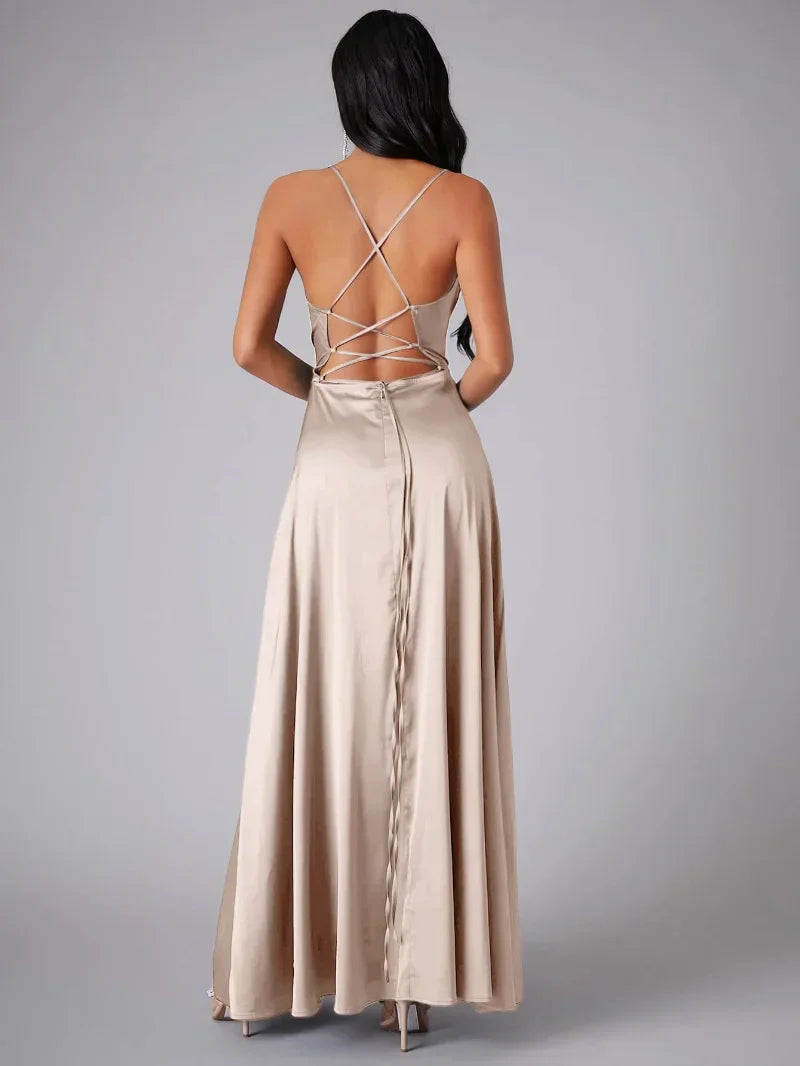 Damen ärmelloses Maxikleid mit Schlitz für den Sommer