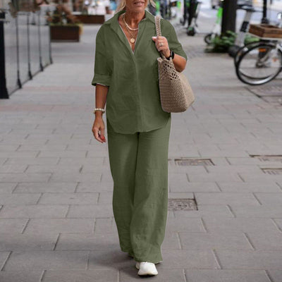 Langärmeliges Hemd und Hose für Damen