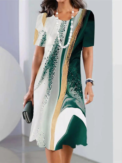 Damen-Midi-Kleid mit Grafischem Druck für den Sommer
