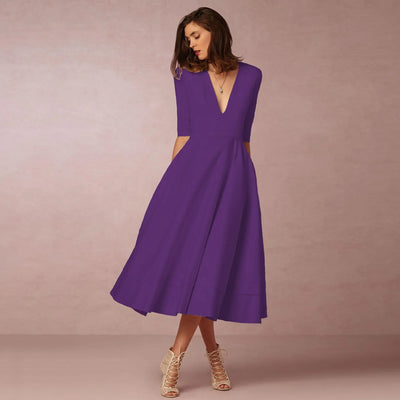 Damen Midikleid für den Sommer mit tiefem V-Ausschnitt