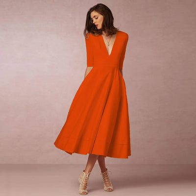 Damen Midikleid für den Sommer mit tiefem V-Ausschnitt