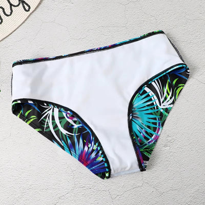 Damen Bikini Set zweiteilig mit High Waist und Grafikmuster