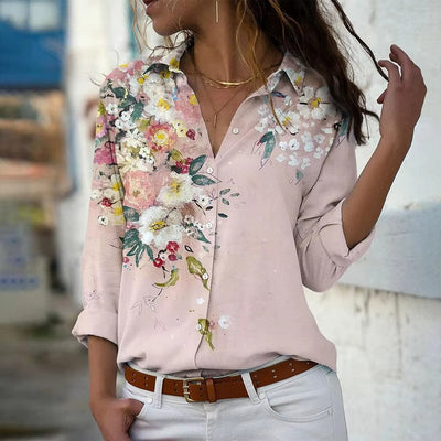 Damen Bluse mit langen Ärmeln im floralen Muster