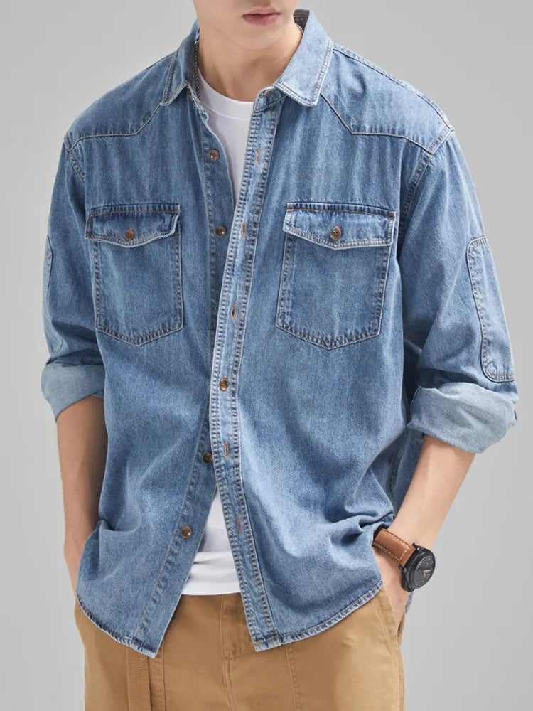 Denimjacke mit Knöpfen für Herren
