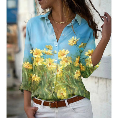 Damen Bluse mit langen Ärmeln im floralen Muster