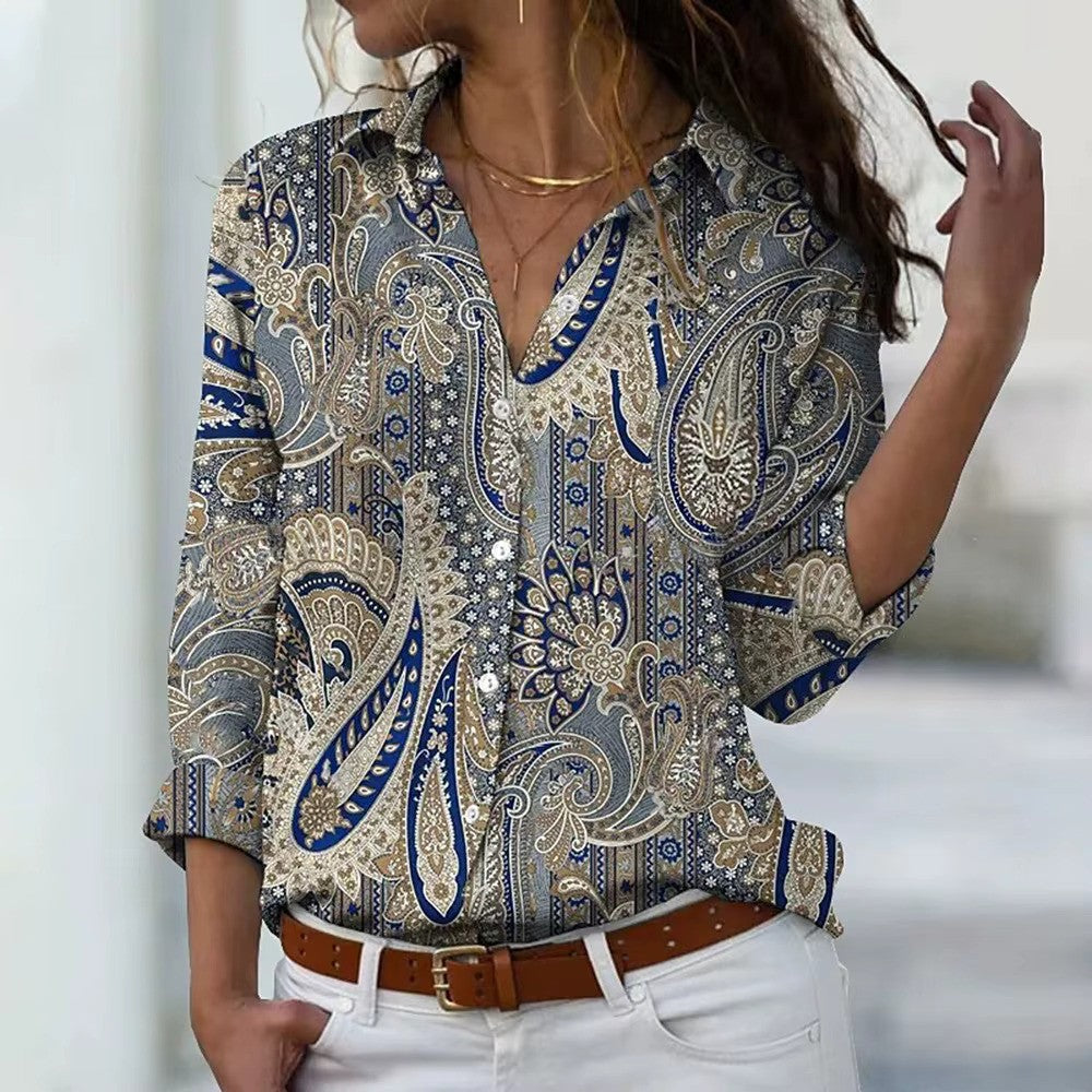 Damen Bluse mit langen Ärmeln im floralen Muster