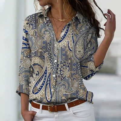 Damen Bluse mit langen Ärmeln im floralen Muster