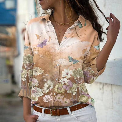 Damen Bluse mit langen Ärmeln im floralen Muster