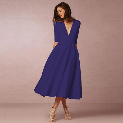 Damen Midikleid für den Sommer mit tiefem V-Ausschnitt