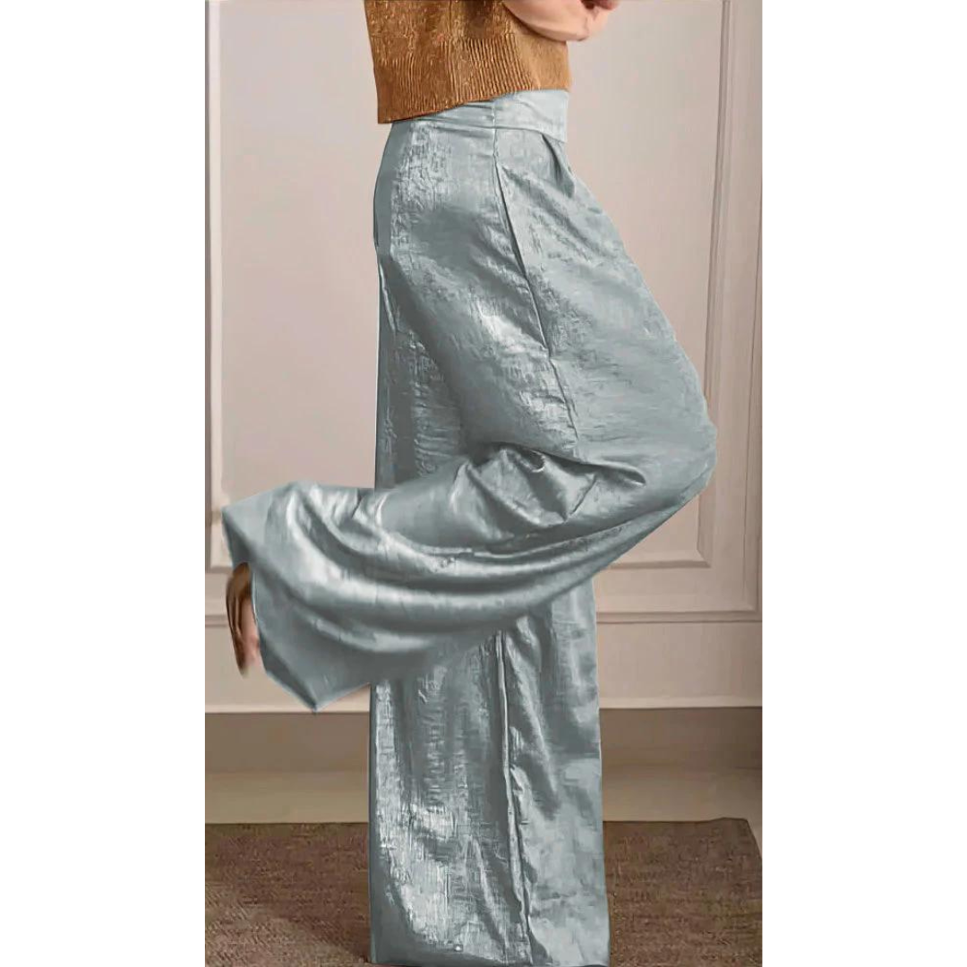 Damen Sommer Set mit V-Ausschnitt Oberteil und weiter Hose