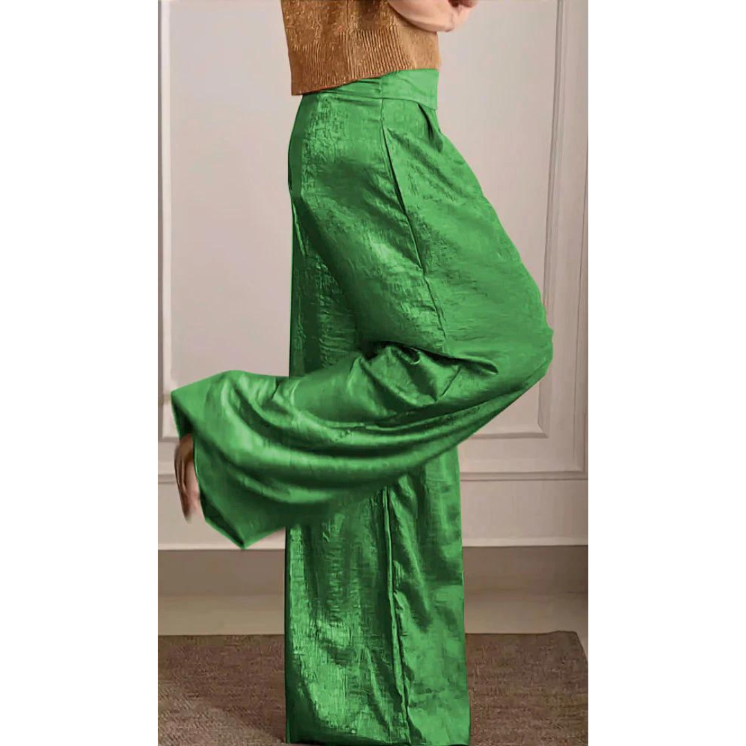 Damen Sommer Set mit V-Ausschnitt Oberteil und weiter Hose