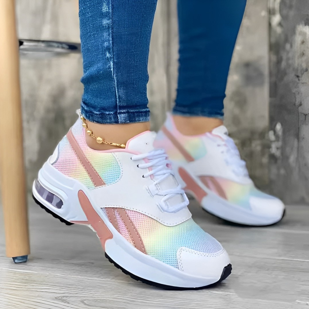 Damen Sneaker mit klobiger weißer Sohle und Schnürung