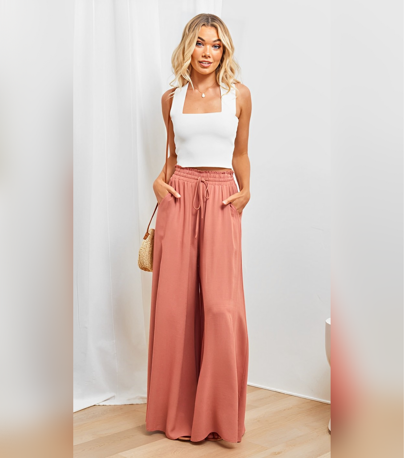Weit Geschnittene Hose mit Kordelzug für Damen