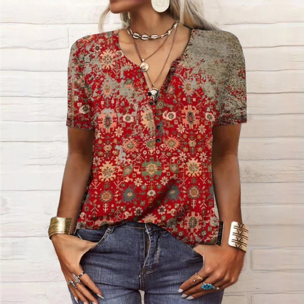 Damen T Shirt für den Sommer mit kurzen Ärmeln und Grafikdruck