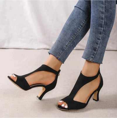 Damen Sommersandalen mit Blockabsatz und Cut-out-Design