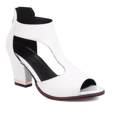Damen Sommer Sandalen mit Blockabsatz und Offene-Zehen-Design