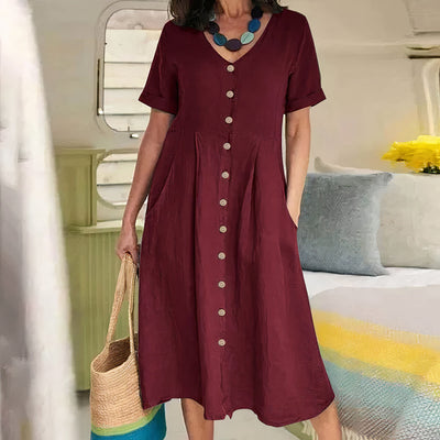 V-Ausschnitt Midikleid für Damen