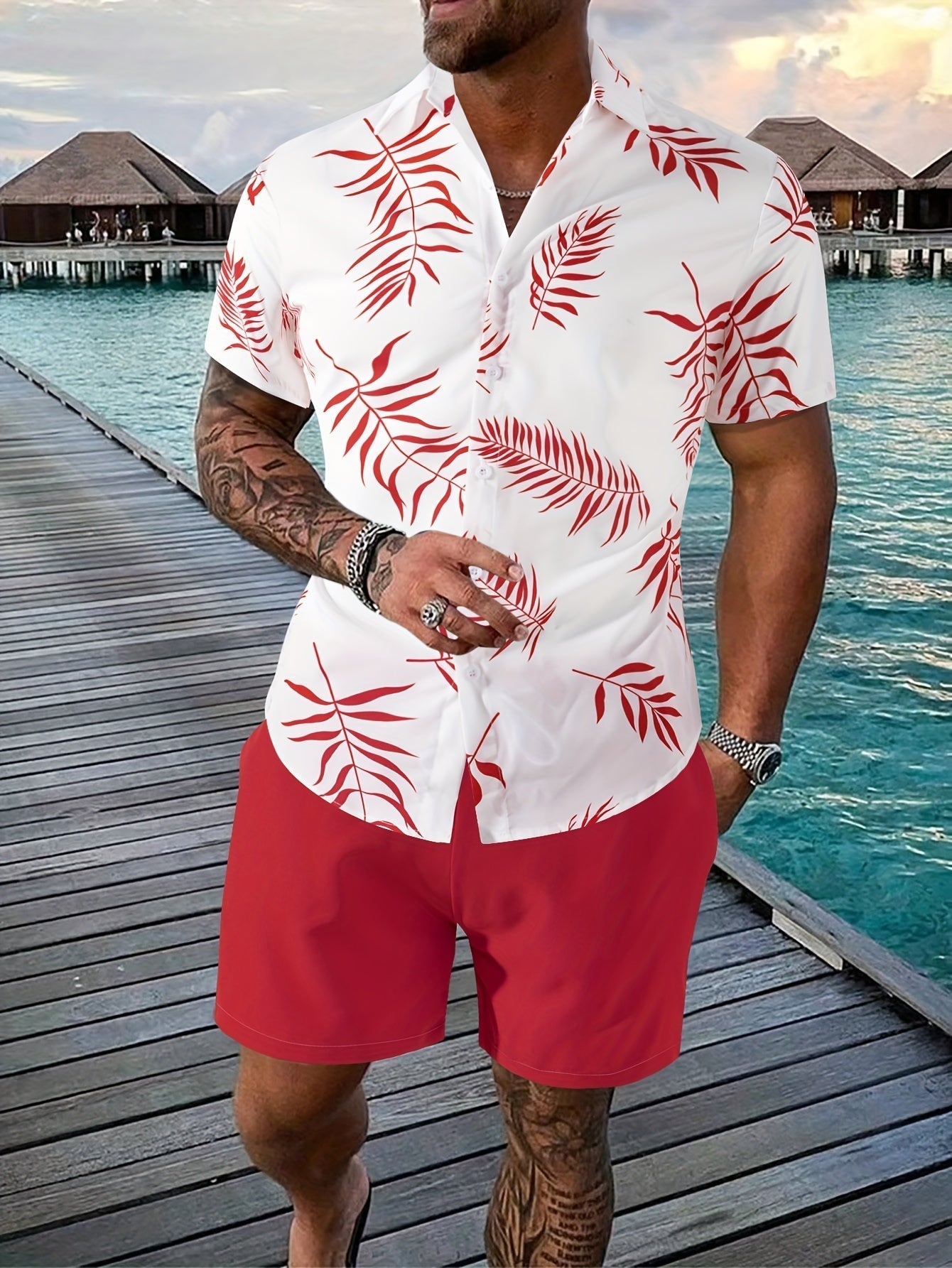 Hemd- und Shorts-Sommer-Set für Herren