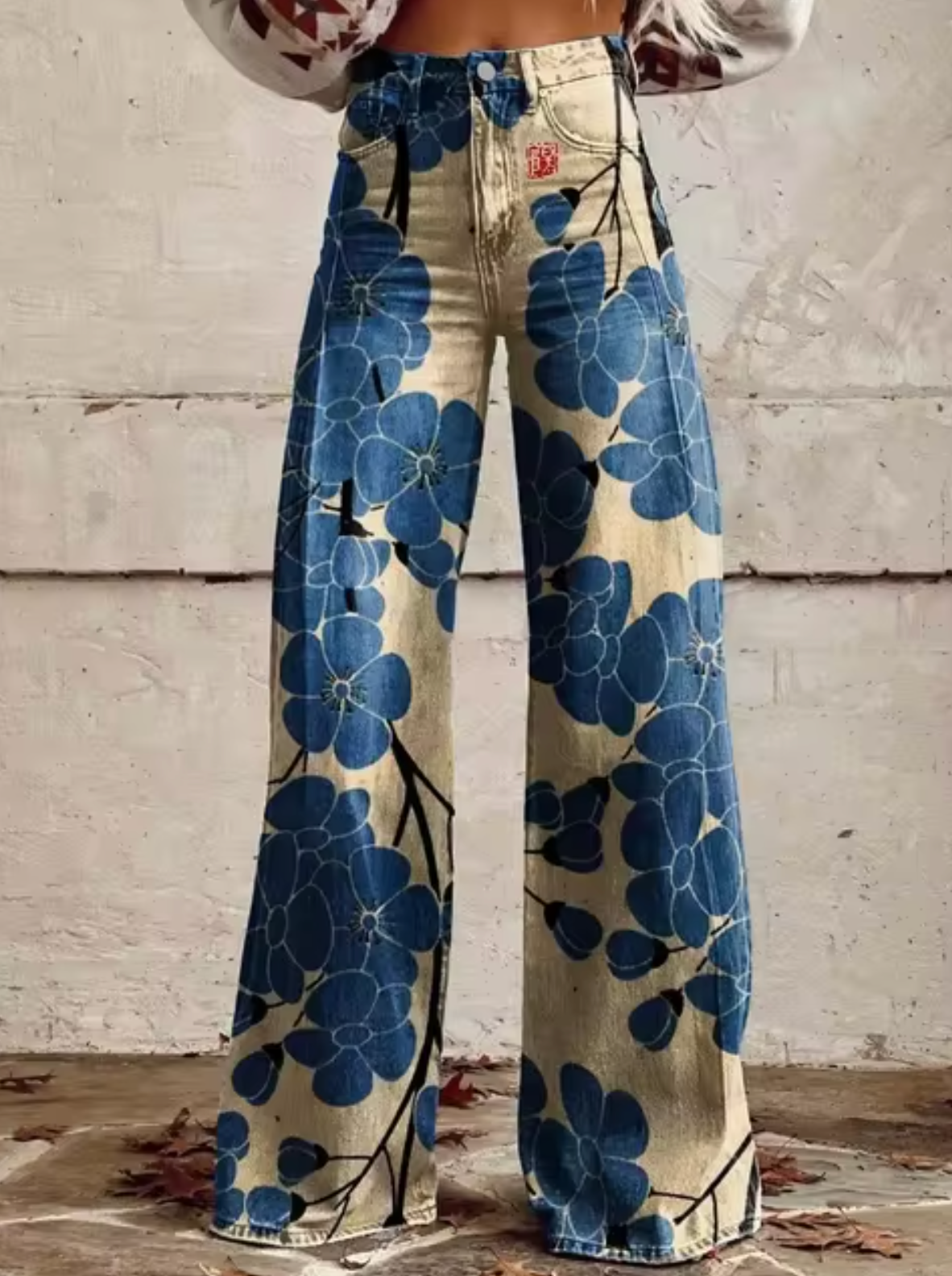 Damen High-Waisted Denim Jeans mit Grafikdrucken
