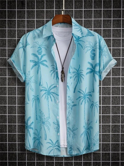 Herren Sommerhemd mit kurzen Ärmeln und Blumenmuster