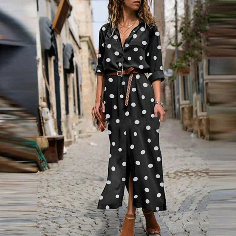 Damen-Midikleid mit Polka Dots