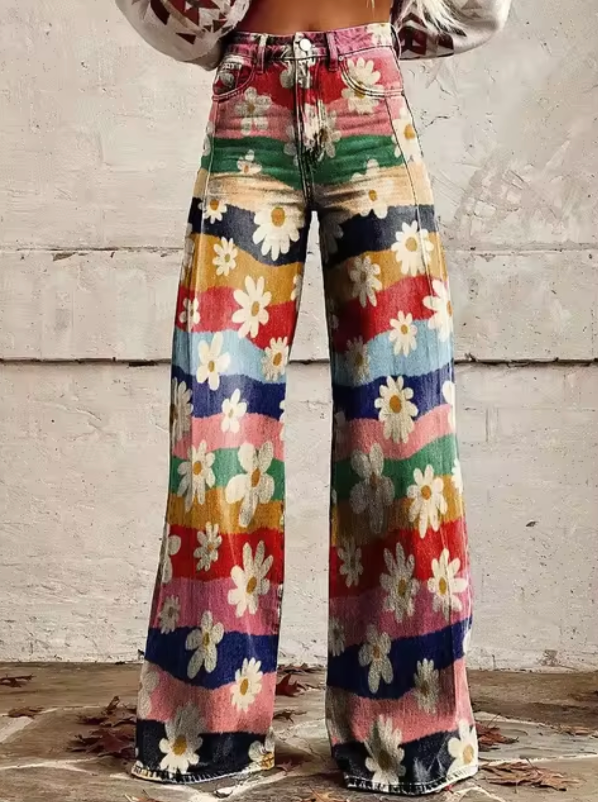 Damen High-Waisted Denim Jeans mit Grafikdrucken