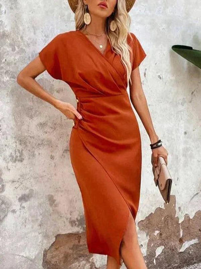 Orangefarbenes Midikleid für Damen