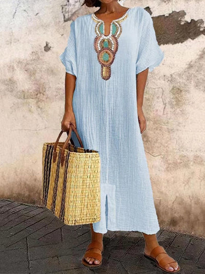 Kurzärmeliges Knöchellanges Kleid für Damen