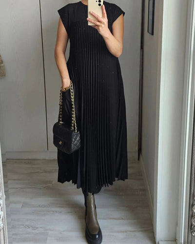 Damen Sommerkleid mit Rundhalsausschnitt und Falten