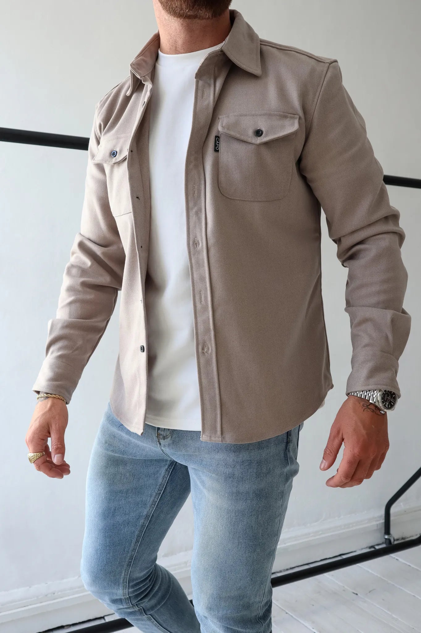 Geknöpfte Jacke mit Kragen für Herren