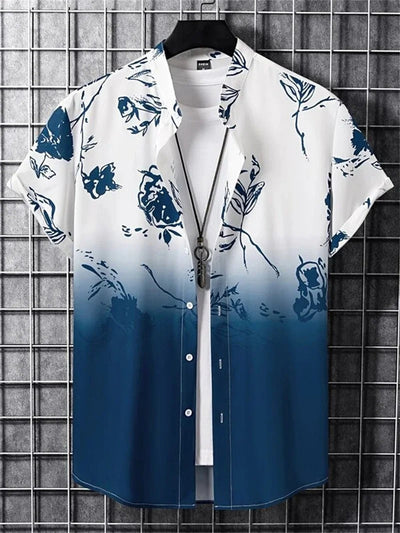 Herren Sommerhemd mit kurzen Ärmeln und Blumenmuster