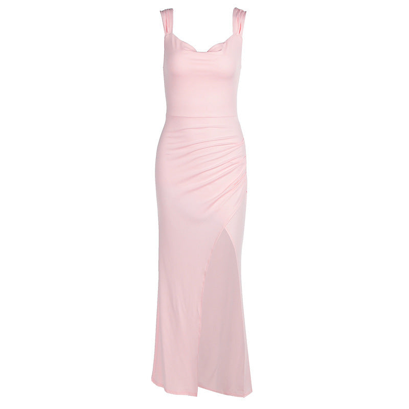 Damen Sommer Maxikleid mit eckigem Ausschnitt und hohem Schlitz