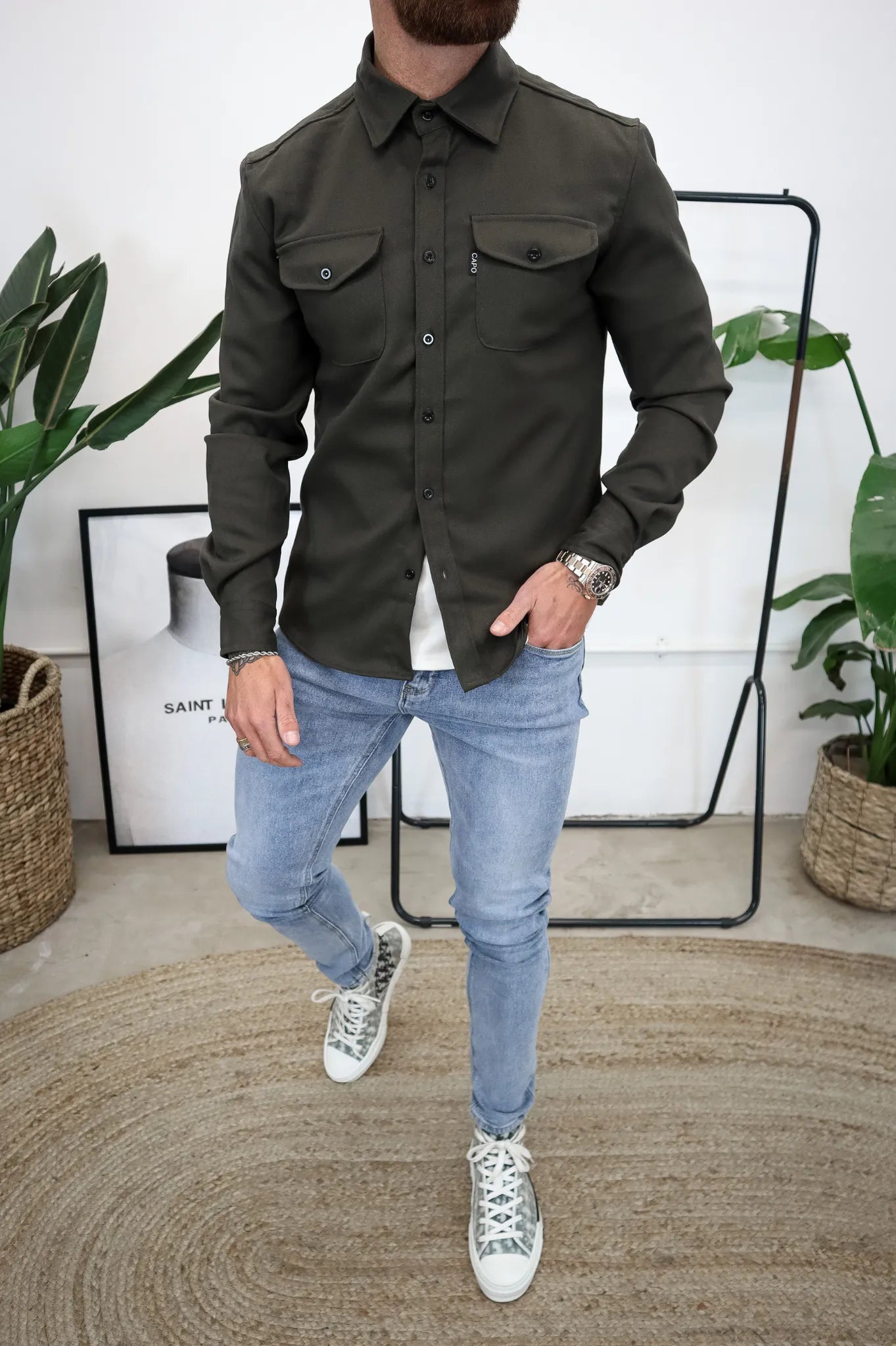 Geknöpfte Jacke mit Kragen für Herren