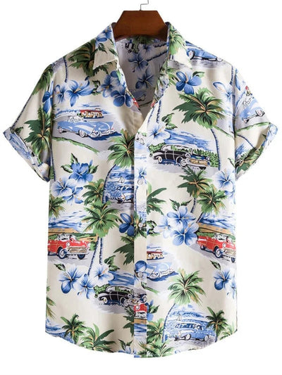 Herren Sommerhemd mit kurzen Ärmeln und Blumenmuster