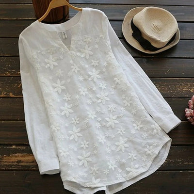 Damenbluse mit Blumenmuster und langen Ärmeln für den Sommer