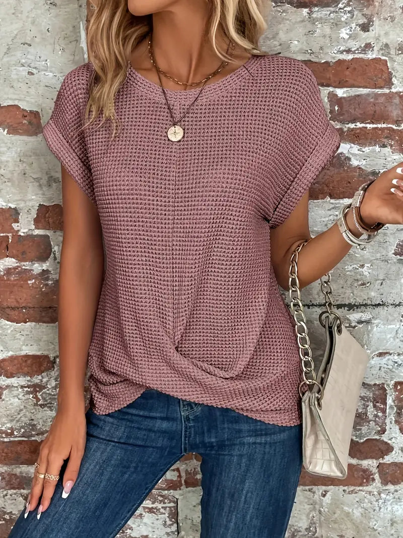 Damen T-Shirt mit Rundhalsausschnitt und kurzen Ärmeln