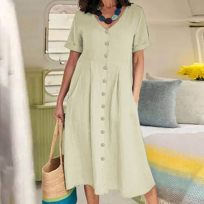 V-Ausschnitt Midikleid für Damen