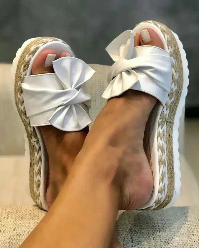 Damen Sommer Sandalen zum Hineinschlüpfen mit Schleife