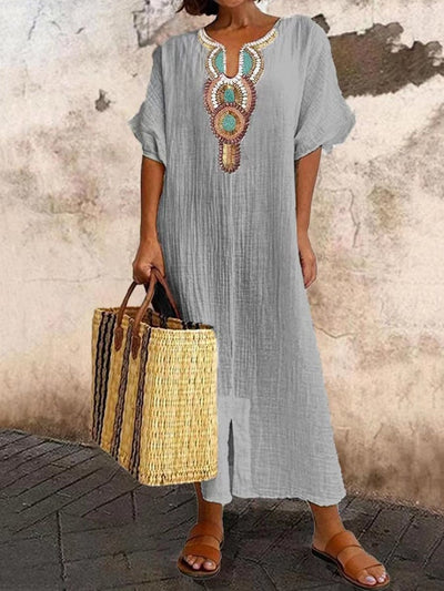 Kurzärmeliges Knöchellanges Kleid für Damen