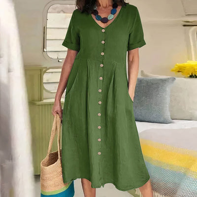 V-Ausschnitt Midikleid für Damen