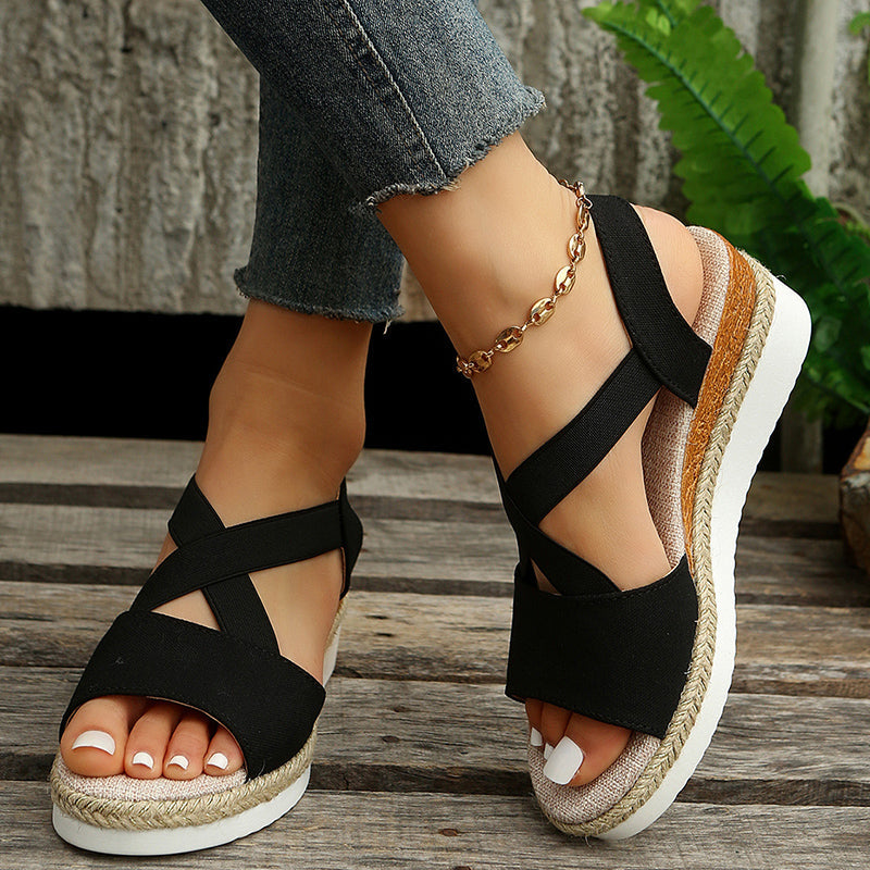 Keilsandalen mit Kreuzriemen für Damen