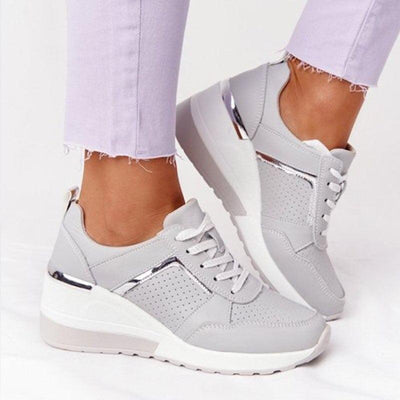 Damen Sneakers mit Schnürverschluss und Wedge-Platform-Sohle