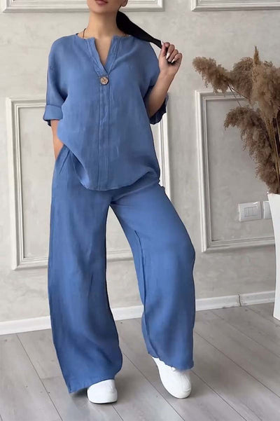 Langärmeliges Oberteil und Hosen-Set für Damen
