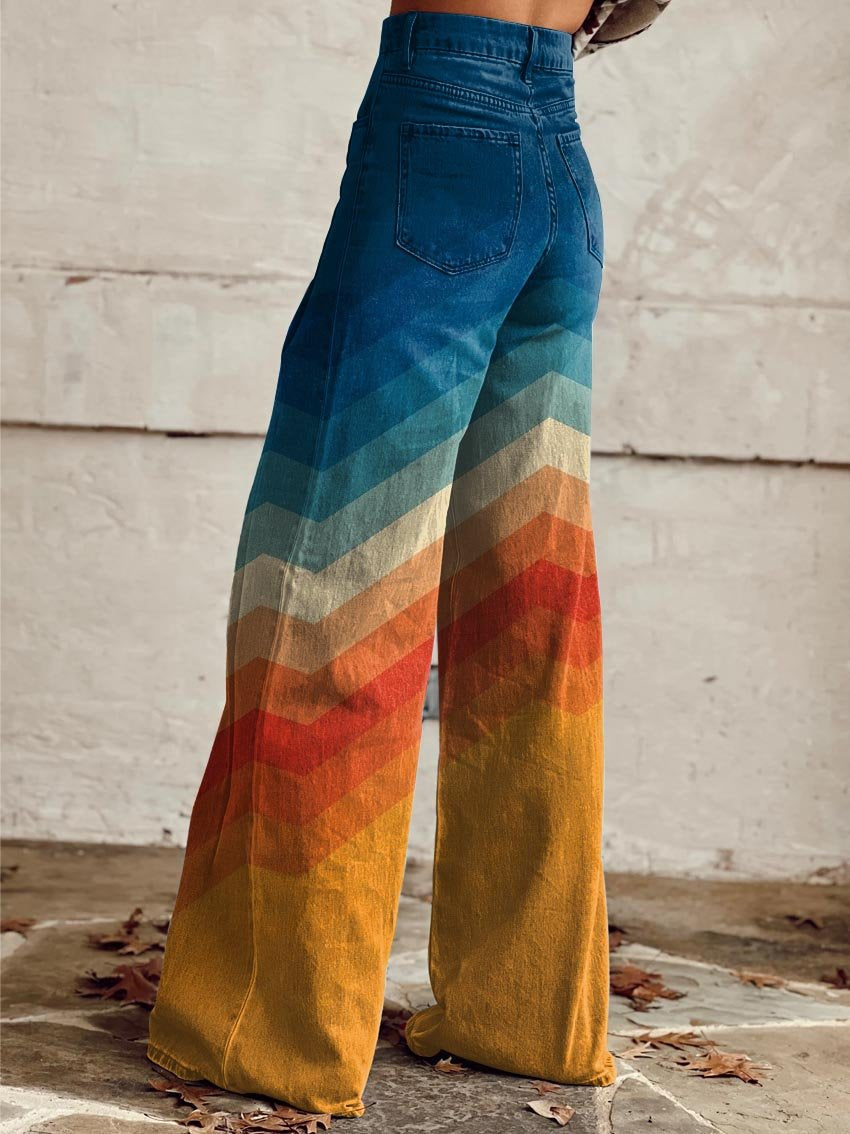 Hochgeschnittene Jeans mit Weitem Bein für Damen