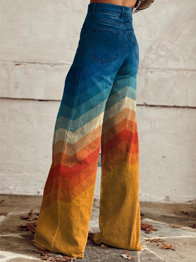 Hochgeschnittene Jeans mit Weitem Bein für Damen
