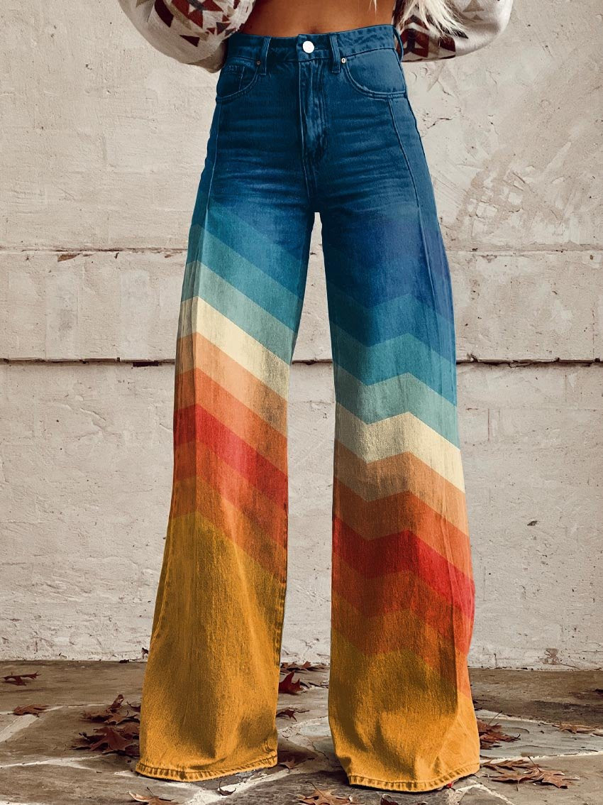 Hochgeschnittene Jeans mit Weitem Bein für Damen