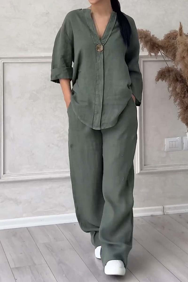 Langärmeliges Oberteil und Hosen-Set für Damen